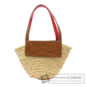 Christian Louboutin logo basket bag straw tote